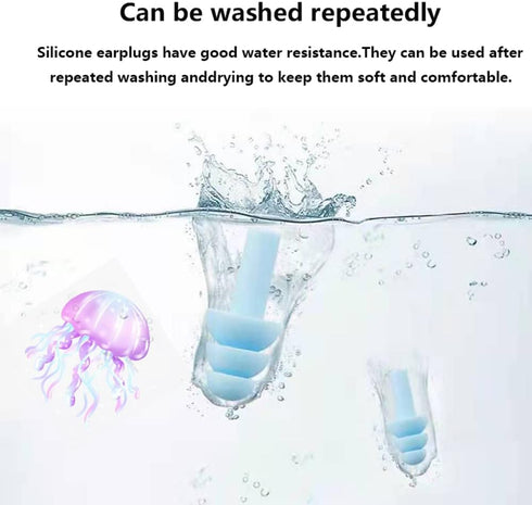 Earplugs for Sleeping, Reusable Noise Cancelling Silicone Ear Plugs, 8 Pairs for Sleeping, Swimming, Concerts