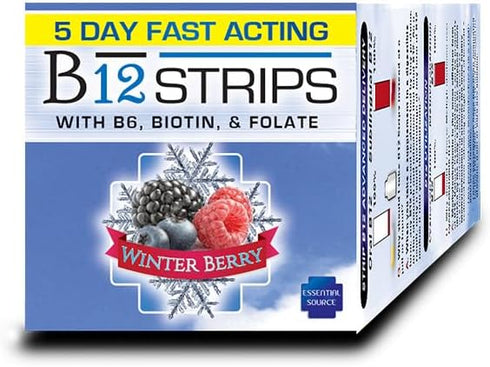Vitamin B12 Strips, Energy Supplement with 2000 mcg Methylcobalamin, B6, Folate & Biotin, 5 Day Supply