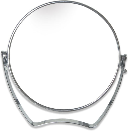 WMugthome Two-Sided Portable Round Makeup/Travel/Desk Mirror with Handle, 4-In/6-in, 1X and 3X Magnification (Silver,