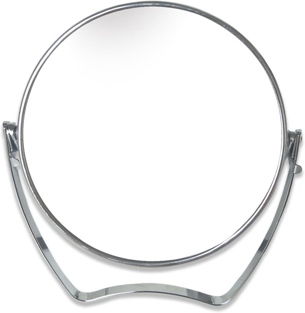 WMugthome Two-Sided Portable Round Makeup/Travel/Desk Mirror with Handle, 4-In/6-in, 1X and 3X Magnification (Silver,