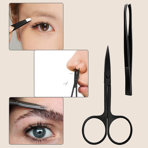 KINGMAS Eyebrow Razor | 9 in 1 Eyebrow Kit | Face Razors, Facial Trimmer, Grooming Scissors, Tweezers for Women