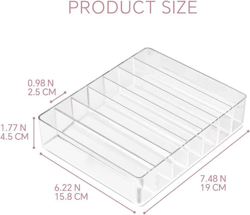 Makeup Organizer for Eyeshadow Palette and Lipstick Organizer, 7 Section Divided Makeup Palette Organizer for Vanity Drawer Countertop Modern Cosmetics Storage(7.48" x 6.22" x 1.77")