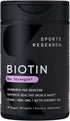 Sports Research Vegan Biotin 10,000mcg with Organic Coconut Oil, 30 Softgels for Hair & Skin Support