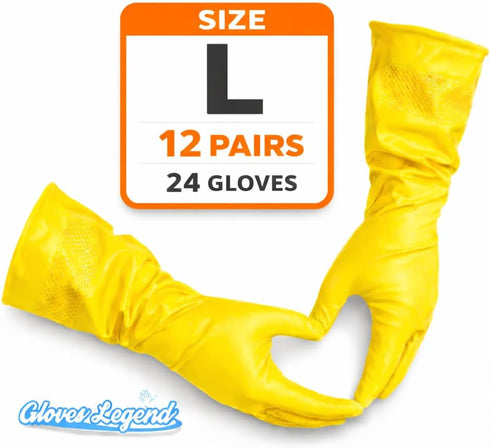 Reusable Dishwashing Gloves for Kitchen Cleaning - Medium & Small in Yellow