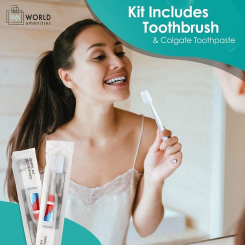 World Amenities - Bulk Disposable Dental Kit Bundle with Toothbrush and Toothpaste