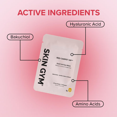 SKIN GYM Gold Foil Face Mask with Bakuchiol and Super Hydra Complex, Soothing Anti-Aging and Depuffing Treatment