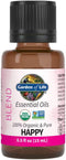 Garden of Life Essential Oils, 100% Organic & Pure Geranium, Sweet Orange & Palmarosa, 0.5 fl oz, Happy Blend