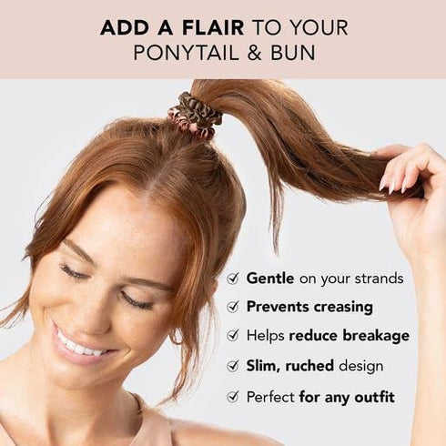 Kitsch Terracotta Satin Hair Scrunchies for Women Softer Than Silk Ponytail Holders 5 Count