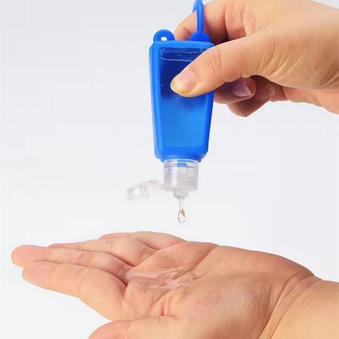 Skydume 3 (30ml/1oz) Snadulor Pcs Empty Hand Sanitizer Holder Keychain Travel Size Plastic Clear Bottles with Silicone