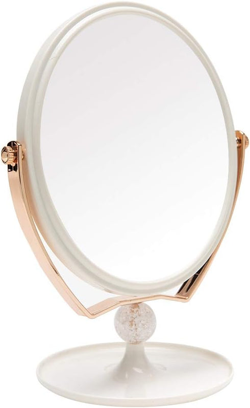 YEAKE 8" Oval Makeup Vanity Mirror, Double Sided 3X Magnification, 360° Swivel, ABS Plastic Cosmetic Table Mirror
