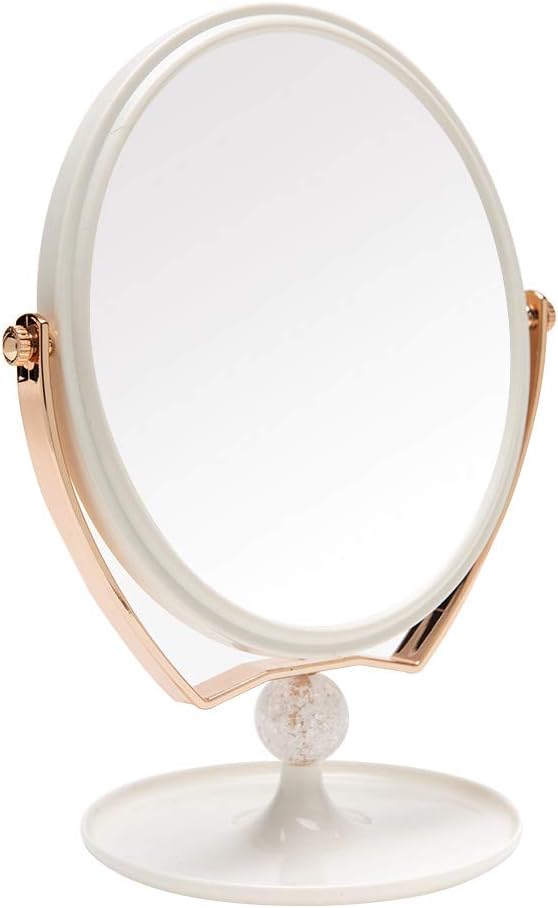 YEAKE 8" Oval Makeup Vanity Mirror, Double Sided 3X Magnification, 360° Swivel, ABS Plastic Cosmetic Table Mirror