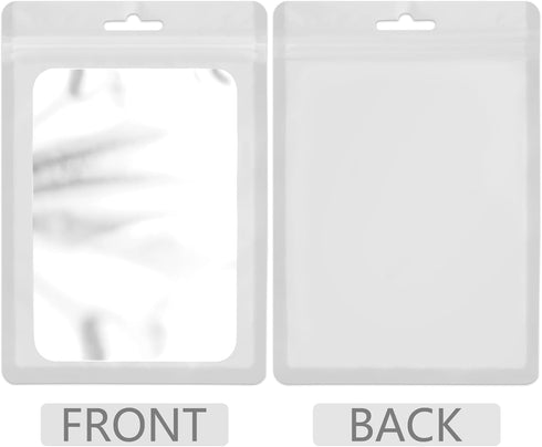 ANZNKU 100 Pcs Resealable Mylar Bags with Clear Window, Foil Pouch Zipper Bags for Food Storage Supplies