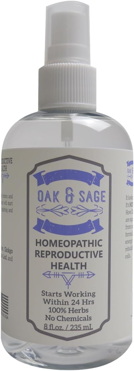 OAK & SAGE Homeopathic Reproductive Health - Unscented - 8oz - 100% Herbs, No Alcohol,