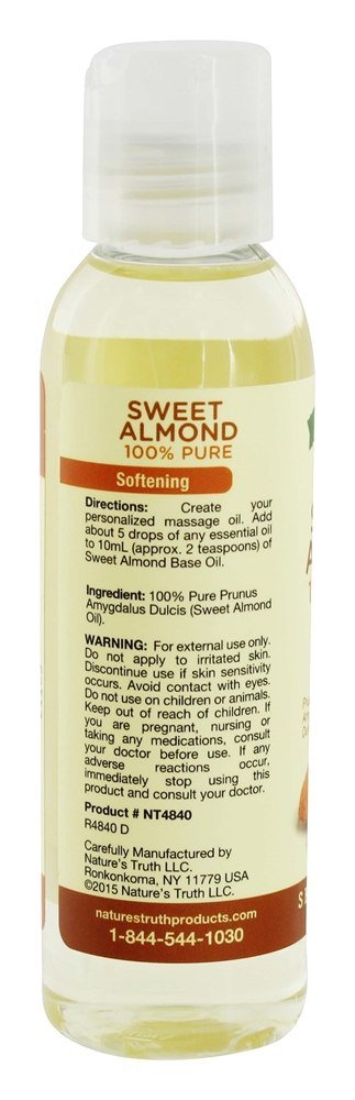 Nature's Truth Aromatherapy Pure Unscented Base Oil - Sweet Almond, 4 Fl Oz