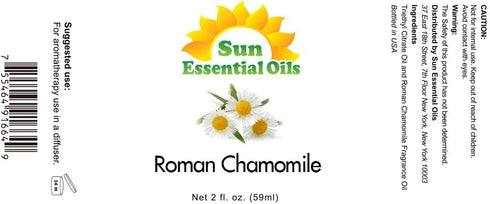 Sun Essential Oils - Roman Chamomile Essential Oil, 2 oz for Diffuser, Skin, Body, Face, Aromatherapy Massage &