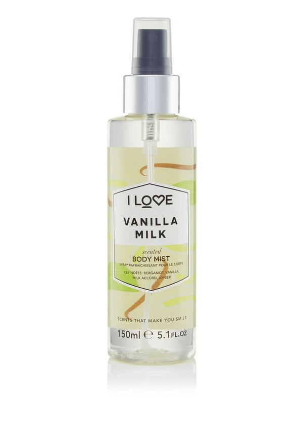 I Love Vanilla Milk Scented Body Mist, Long Lasting Body Spray with Amber and Vanilla, 5.1 oz
