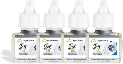 Scent Fill Dryer Fresh Plug in Air Freshener, 4 Scented Oil Refills for Home
