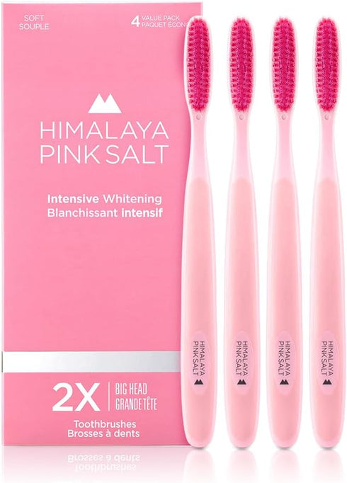Intensive Whitening Toothbrush 4 Count, Extra-Large for Adults, 9Mils High Strength Soft Bristle, Plaque Remover