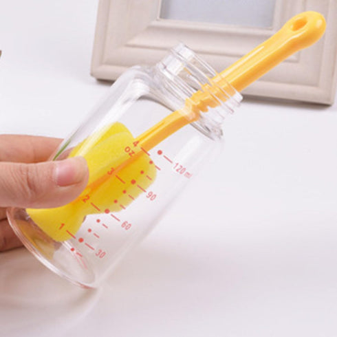 6 Pack Long Handle Bottle Nipple Cleaner Sponge Brush, BPA-Free Scrubber - Yellow