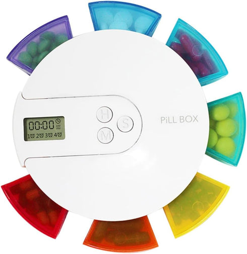 NOLITOY Weekly Organizer Compartments and Alarm Reminder Portable Dispenser for Travel Day Medicine Timer for Vitamins