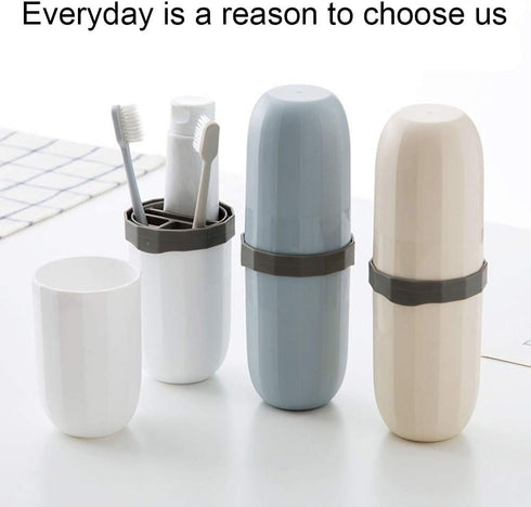 Portable Travel Toothbrush Case, 3 in 1 Toothpaste Travel Holder, Hard Plastic Tooth Brush Container for Travel