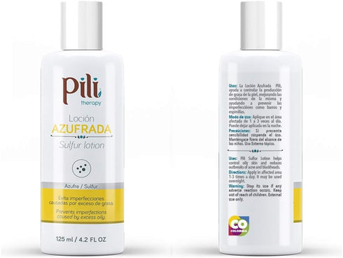 Pili Sulfur Lotion. Helps control oily skin. for face and body. 4.2 fl.oz.