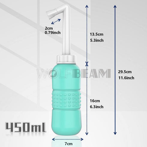 2in1 Portable Hand-held Vulva and Anus Cleaner, Travel Urinal Spray Scrubber for Personal Hygiene (PINK+GREEN 450ML)