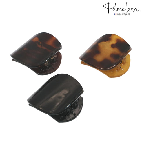 Parcelona Small 2” Tortoise Shell Hair Claw Set of 3, Black and Savana, Secure Grip for Women and Girls