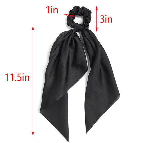 Pack of 2 Knotted Bow Hair Scrunchies - Elastic Hair Scarf Black Hair Ties Bands for Women and Girls