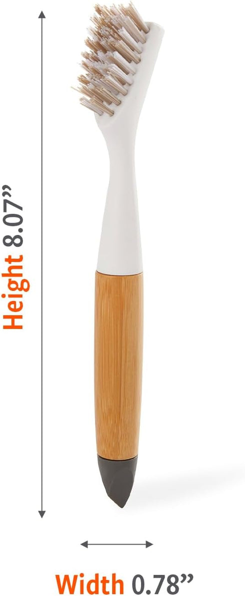 Full Circle Micro Manager Deep Cleaning Brush for Crevices, Shower & Grout, Bamboo Handle