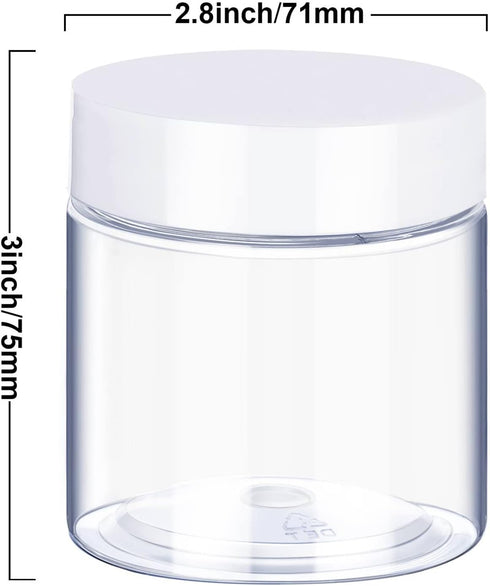 6 Pack 8 oz Plastic Pot Jars Round Clear Leak Proof Plastic Cosmetic Container Jars with White Lids for Travel Storage Make Up, Eye Shadow, Nails, Powder, Paint, Jewelry(8 oz) by SATINIOR