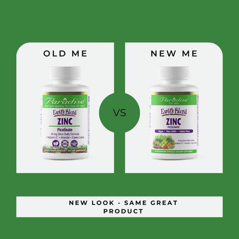 Paradise Herbs 90 Capsules Zinc Supplements with Picolinate & Nature's C, Immune Support, Gluten Free, Vegan