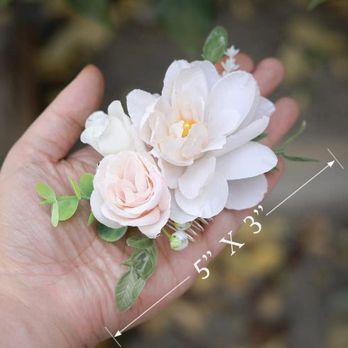 Silver Wedding Rose Flower Hair Comb Bridal Floral Headpiece for Brides and Bridesmaids - Christmas Hair Accessories
