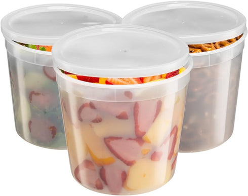 Comfy Package, 10 Sets of 86 oz Disposable Plastic Food Storage Deli Containers with Lids, Ice Cream Bucket & Soup Pail