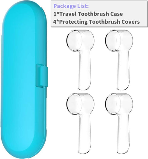 Electric Toothbrush Travel Case for Oral-B, 4 Pcs Toothbrush Head Covers Compatible with Oral B Electric Heads