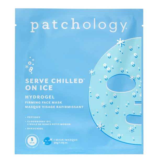 Patchology Iced Cooling Hydrogel Masks - Firming Facial Sheet Mask with Peptides and Cloudberry Oil, 1 Count