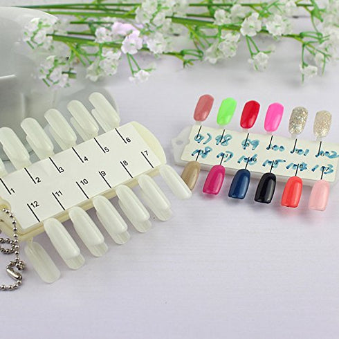 yueton Pack of 2 Sets 36 Tips Per Unit Double Layer Nail Color Display Card for Nail Art Practice Design Training