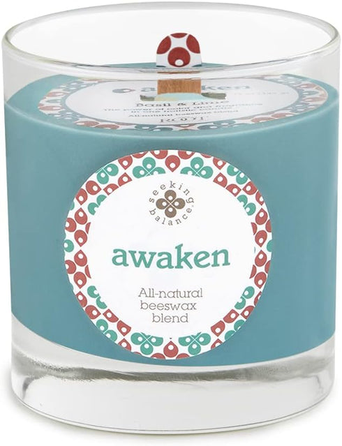 Aromatherapy Candles Seeking Balance Wood Wick Spa Candle, 5.8-Ounce, Awaken: Basil & Lime