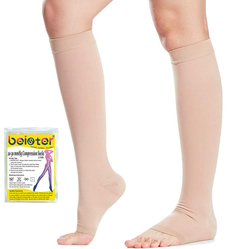 Beister 20-30 mmHg Knee High Compression Socks for Women Men, Calf Varicose Veins
