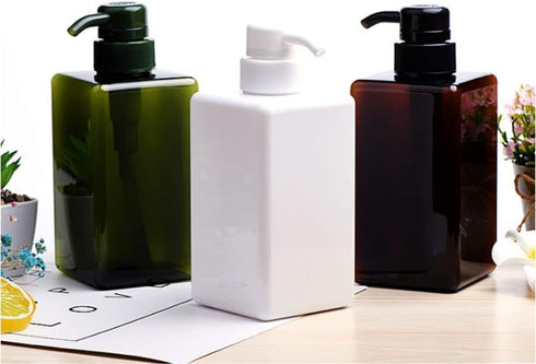 Refillable Plastic Pump Bottle, Empty Lotion Soap Dispenser Liquid Container, 15oz/450ml White, 2 Pack for Bathroom