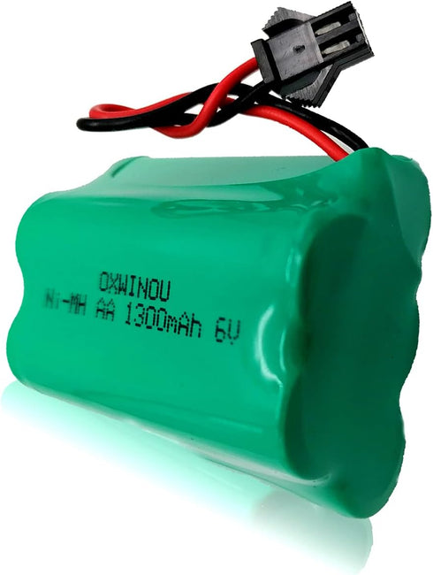 OXWINOU 6V 1300mAh Pack 2P AA5SW (1-Pack) Ni-MH AA Rechargeable Battery with SM Plug for Toys, Lighting and Electric