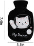 RARITYUS Cute Cat Rubber Hot Water Bottle with Plush Fleece Cover, Hand Feet Belly Warmer