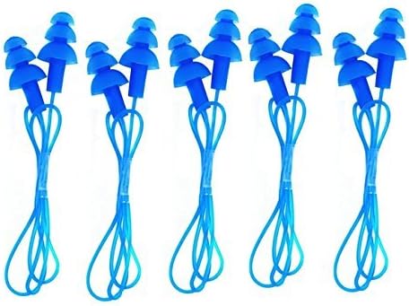 CTK Pack of 5 Soft Flanged Aqua Block Corded Silicone Gel Earplugs for Swimming