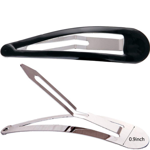 LONEEDY Pack of 10 Large Metal Stoving Varnish Hair Snap Clips, 3.5 inch Long, Black