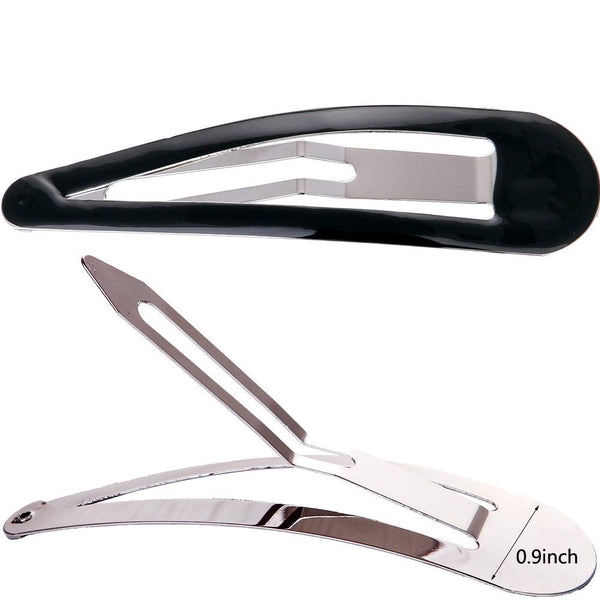 LONEEDY Pack of 10 Large Metal Stoving Varnish Hair Snap Clips, 3.5 inch Long, Black