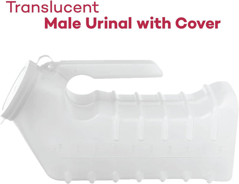 Dealmed Male Urinal with Attached Cover – Portable Urinals for Men, 1 Ounce Increments Up to 1000 cc, 2/pk