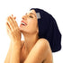 Sleep Beanie Cap, Lined Silky Satin Bonnet, Adjustable Soft Slouchy Hats for Women and Girls, Navy