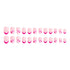 Press on Nails Short Almond French Tip Fake Nails, Pink Full Cover Floral False Nails with White Star Designs