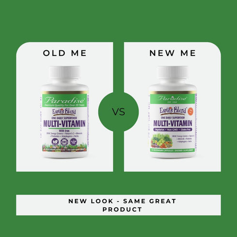 Earth's Blend Multivitamin with Iron, 48 Organic Superfoods by Paradise Herbs