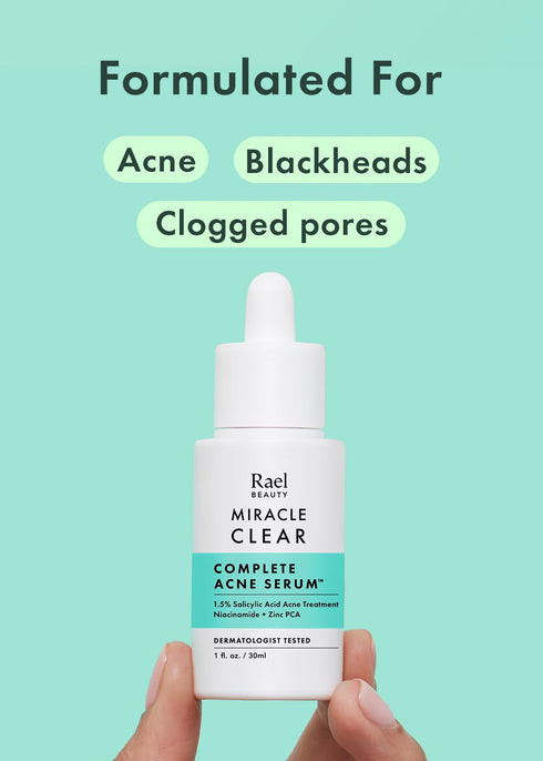 Rael Serum for Face, Miracle Clear Complete Acne Treatment - 1.5% Salicylic Acid and 2% Niacinamide